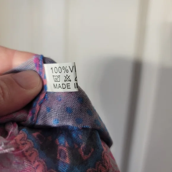 Vibrant Pink & Blue Infinity Scarf, 100% Viscose - Picture 5 of 8